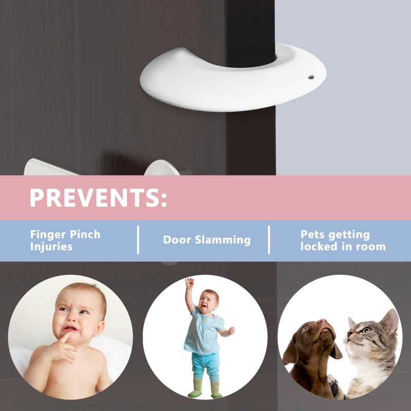 Neobay Silicone Door Guard and Stopper  Prevents Finger Pinch Injuries  Door Safety for Kids  2 Packs White Basic - Image 2